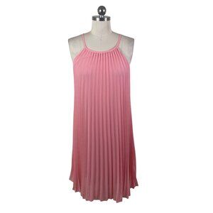 Ellames Pink Pleated Chiffon Trapeze Dress Womens Small NWT Easter Feminine Boho